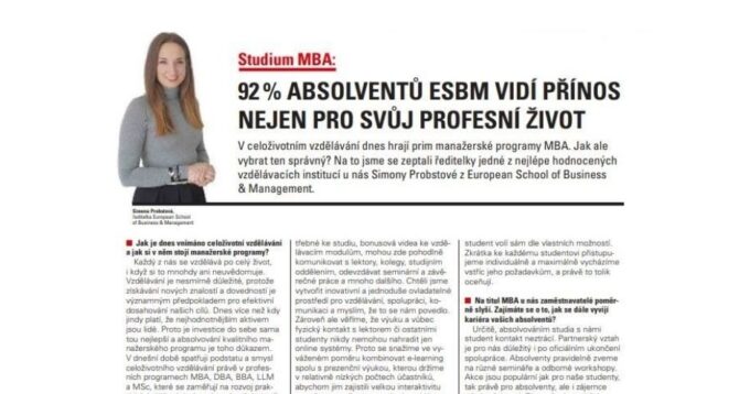 92% absolventov ESBM vidí prínos nielen pre svoj profesionálny život